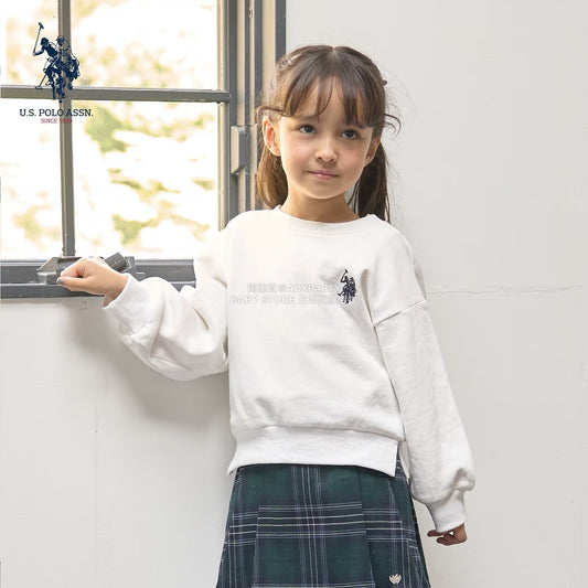 日本童裝 Ly# mine x US POLO ASSN. logo刺繡領衛衣 100-150cm 女童款 冬季 TOPS