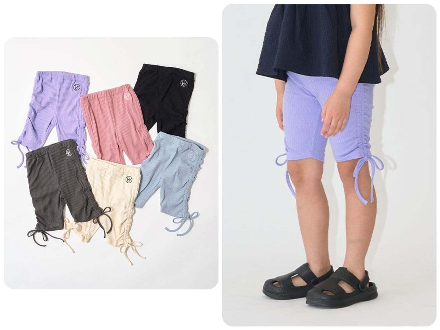 Japanese children's clothing Ly# mine wrinkled drawstring leggings 100-150cm girls summer PANTS