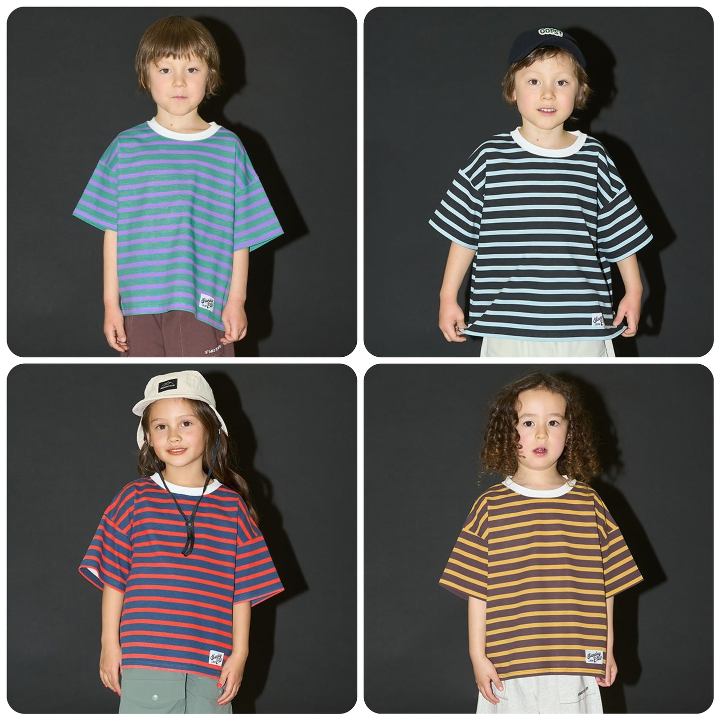 Japanese children's clothing b・R# contact cool water absorption quick dry series striped top 100-150cm boys/girls summer TOPS