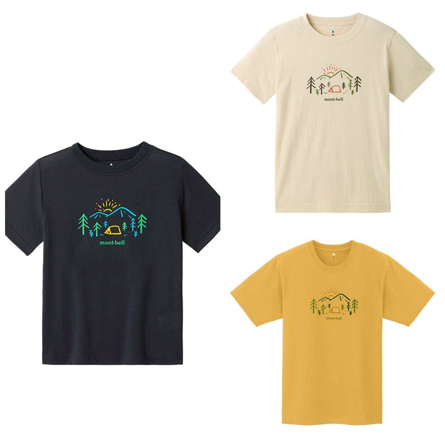 Japanese children's clothing mont-bell organic cotton / UV protection / breathable / moisture wicking parent-child wear Yamano Asa short-sleeved T-shirt 100-160cm / XS-XL boys / girls / adult summer TOPS