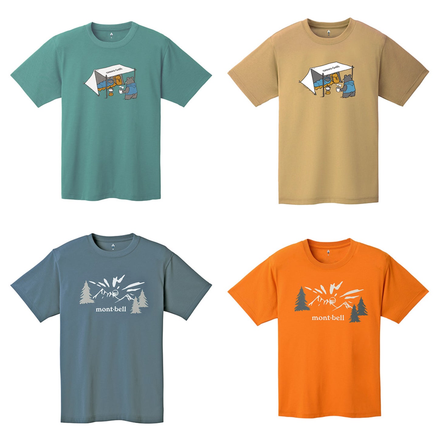 Japanese children's clothing mont-bell UV protection / quick-drying / durable / breathable / odor suppression Bear Camp / Asahi pattern top XS-XL adult summer TOPS