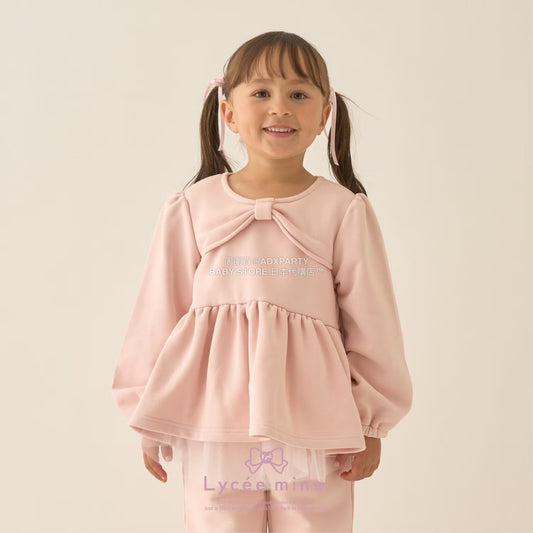 日本童裝 Ly# mine 蝴蝶結領荷葉上衣 100-150cm 女童款 冬季 TOPS