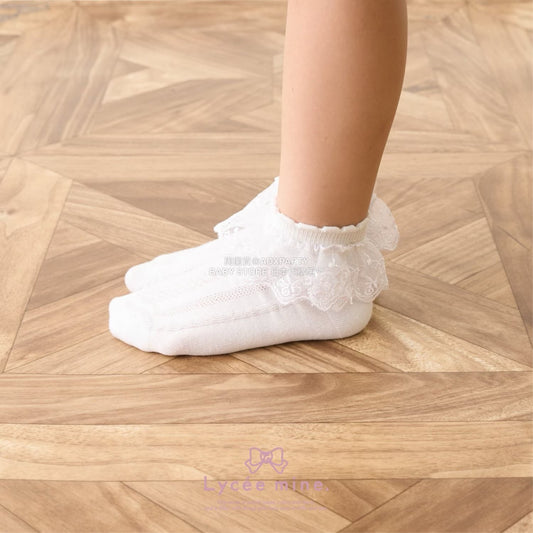 日本直送 Lycee mine 蕾絲短襪一對 15-19cm 襪系列