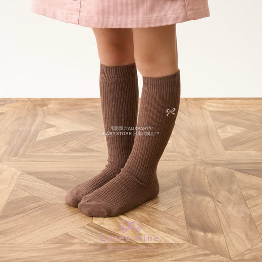 日本直送 Lycee mine 蝶結刺繡及膝襪一對 14-20cm 襪系列