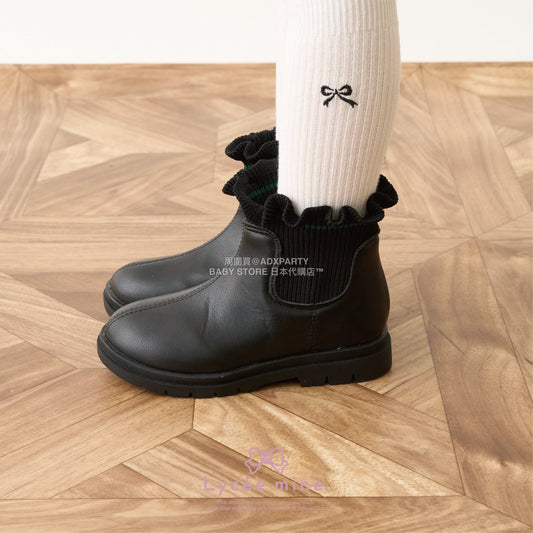 日本直送 Lycee mine 荷葉邊羅紋側拉鍊短靴 18-21cm 鞋系列 其他品牌