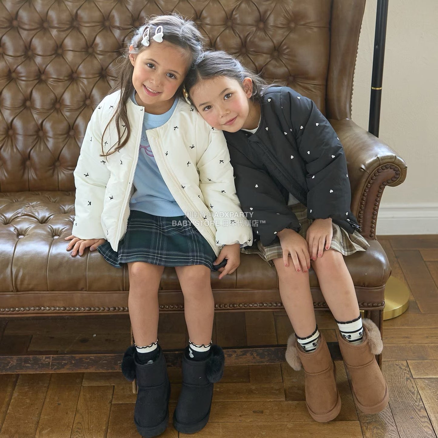 日本童裝 Ly# mine 刺繡無領夾棉抓毛外套 100-150cm 女童款 冬季 (適合初秋、香港平均溫度、寒冷天氣)OUTERWEAR