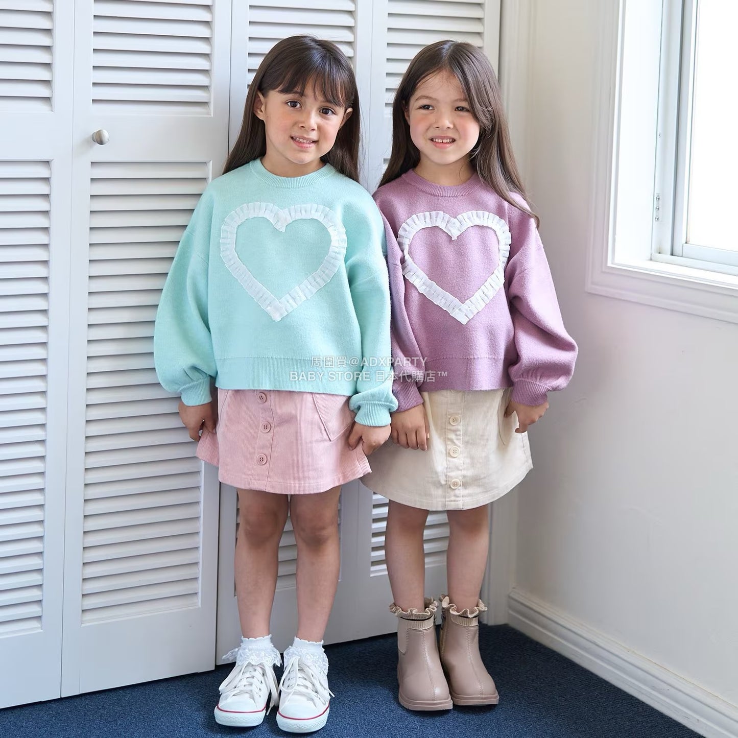 日本童裝 Ly# mine 心型與蝴蝶結針織毛衣 110-140cm 女童款 冬季 TOPS