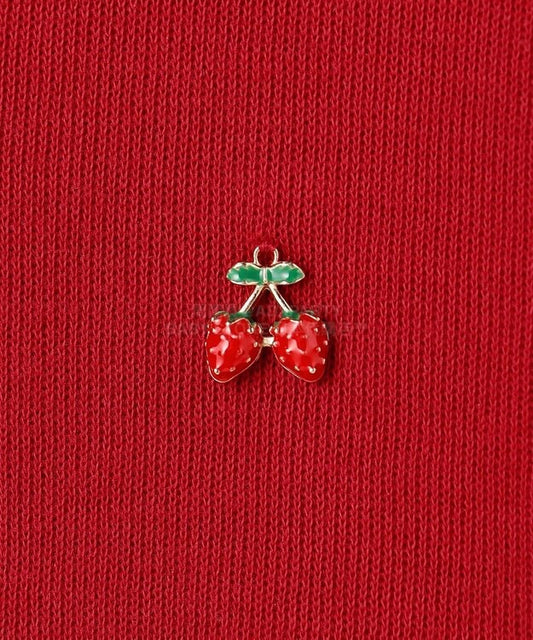 日本童裝 aF#a325 士多啤梨系列 針織外套 90-140cm 女童款 春季 OUTERWEAR 聖誕紅/新年紅