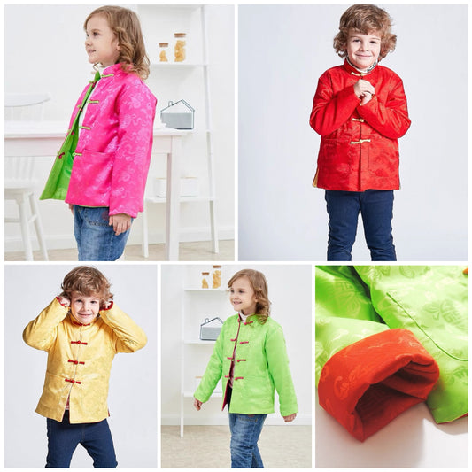 新年童裝 2Way 雙面兩著外套 80-185cm 親子裝 男童款/女童款/大人款 新年中式華服唐裝 新春馬年 2026年