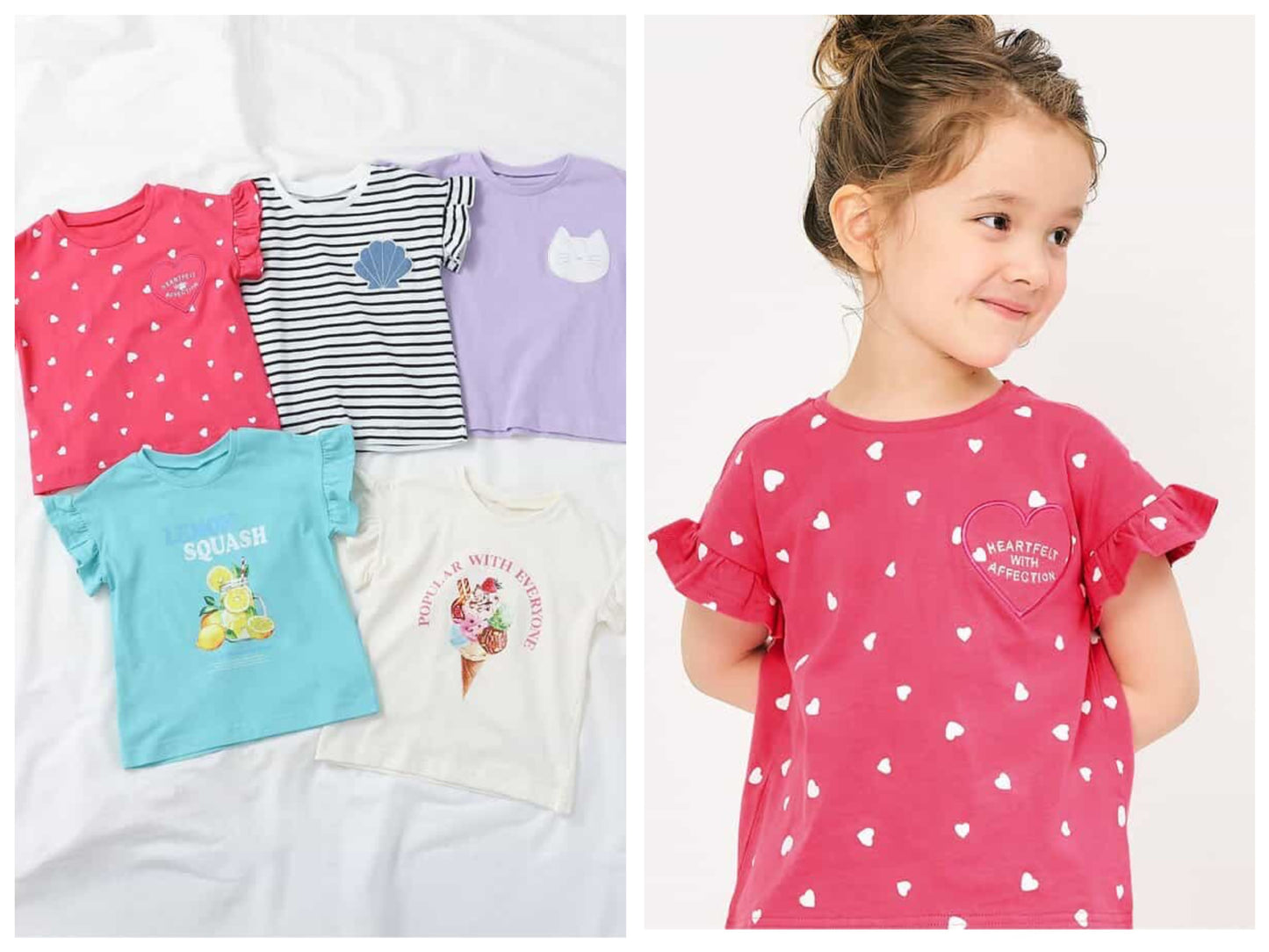 Japanese children's clothing apres les cours lace sleeves printed top 80-140cm girls summer TOPS