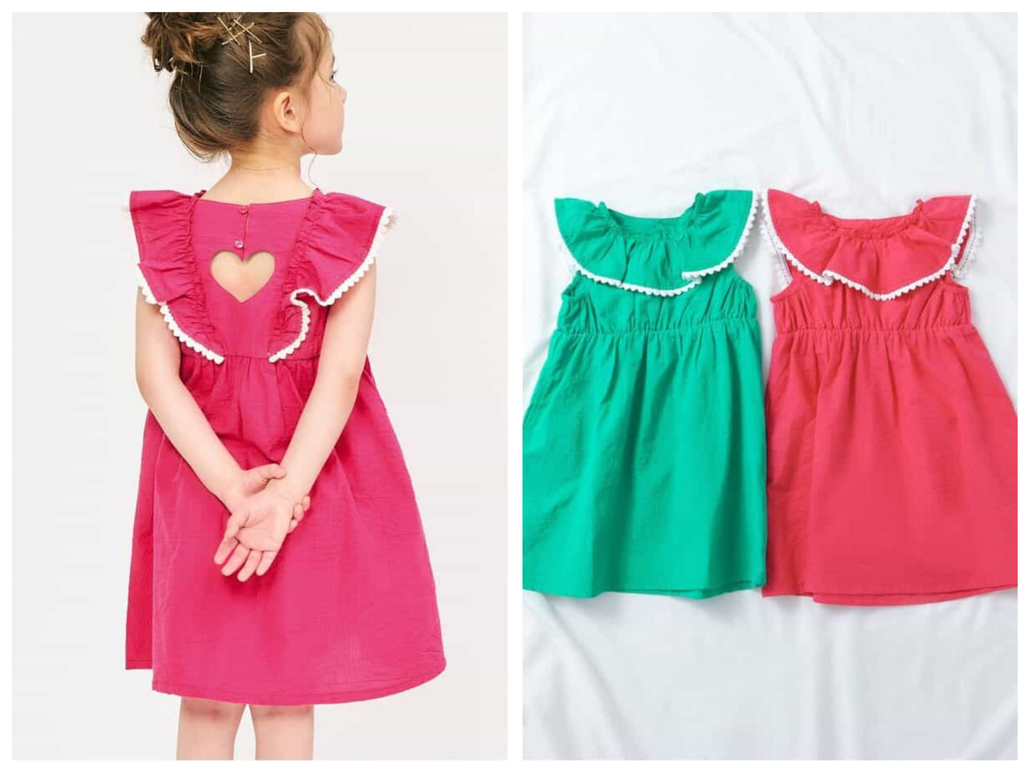 Japanese children's clothing apres les cours heart-shaped lace ruffle dress 80-140cm girls summer dresses