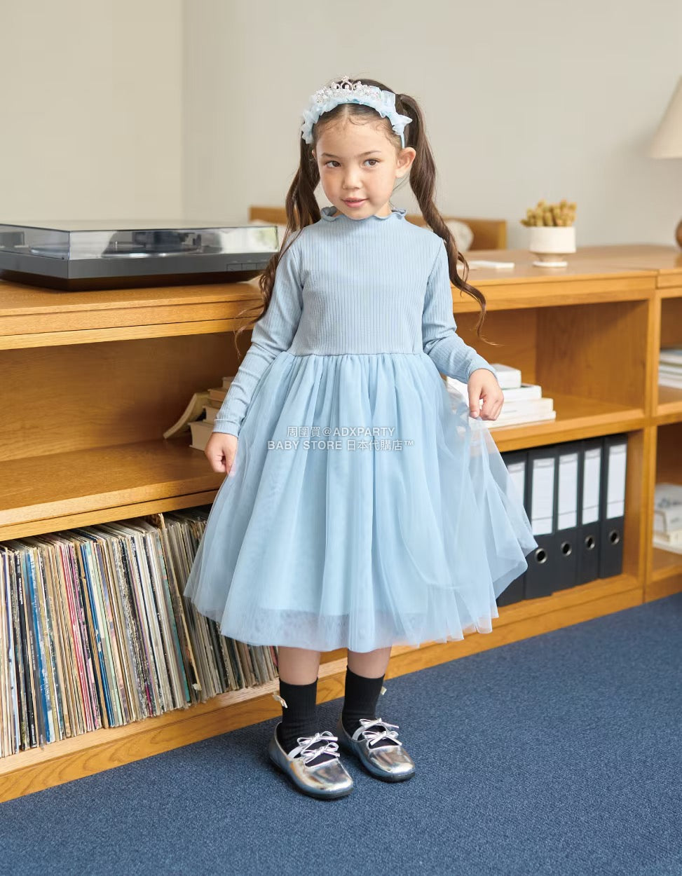 日本童裝 Ly# mine 薄紗拼接連身裙 100-150cm 女童款 秋季 DRESSES