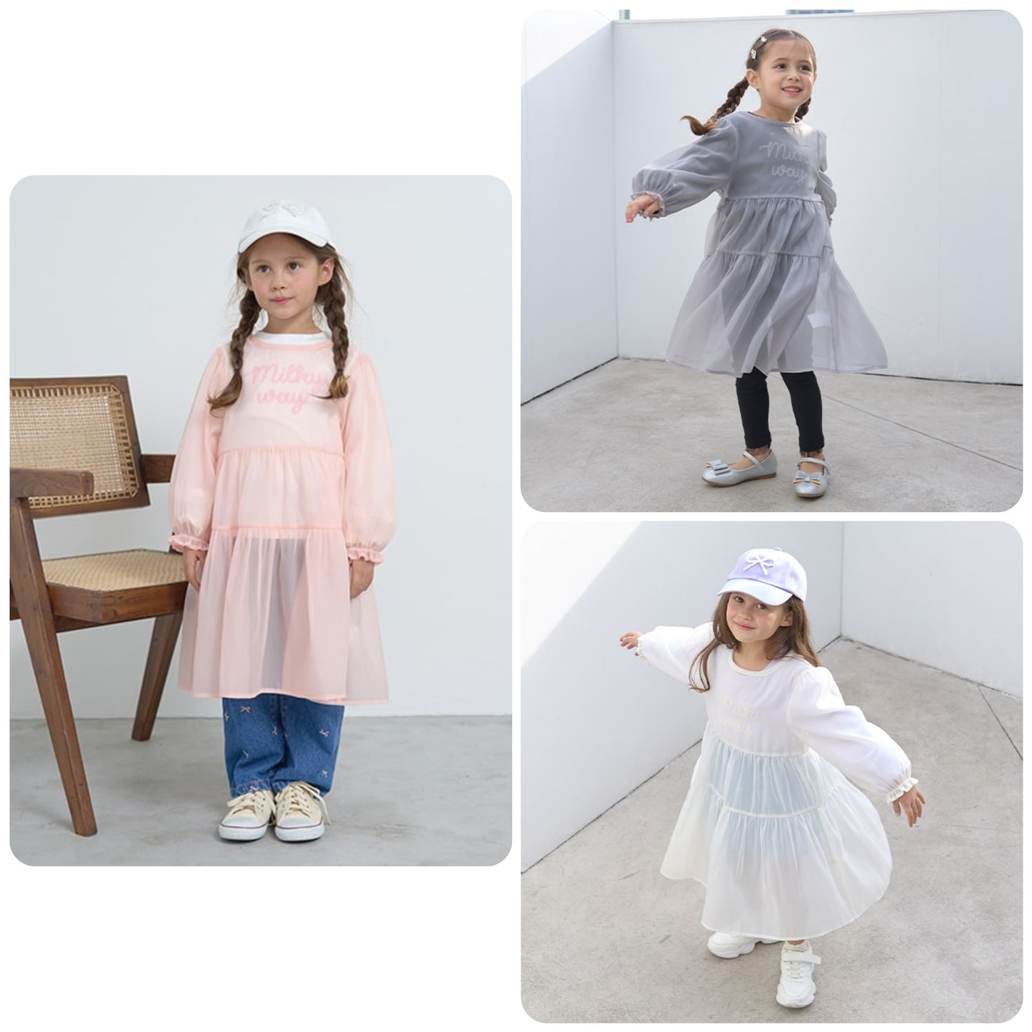Japanese children's clothing Ly# mine transparent tulle dress 100-150cm girls spring and summer dresses
