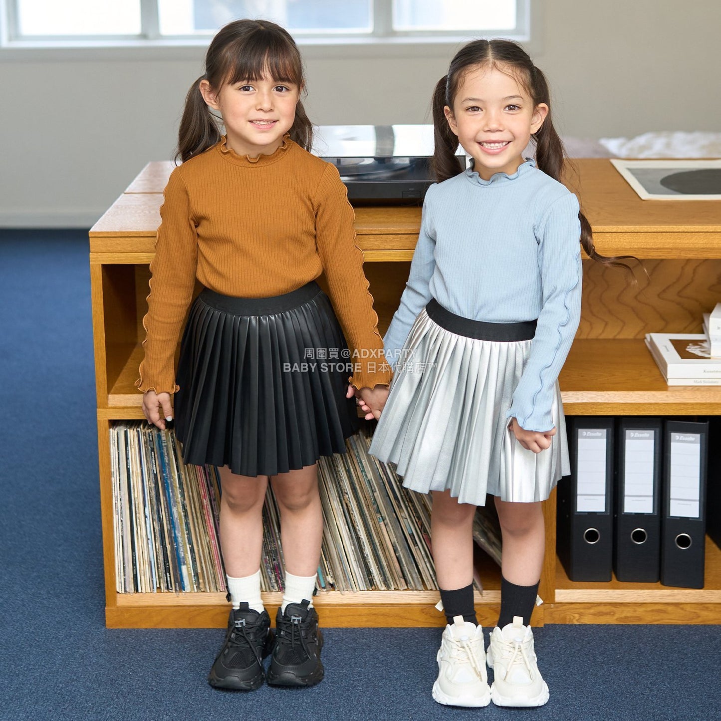 日本童裝 Ly# mine 【軟合成皮革】百褶裙 110-150cm 女童款 秋季 SKIRTS