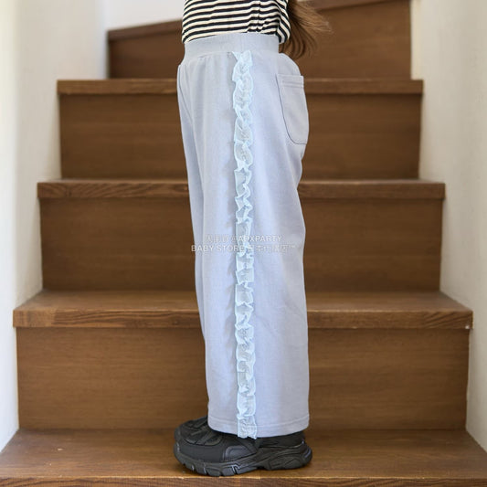 日本童裝 Ly# mine 側荷葉邊寬長褲 100-140cm 女童款 秋季 PANTS