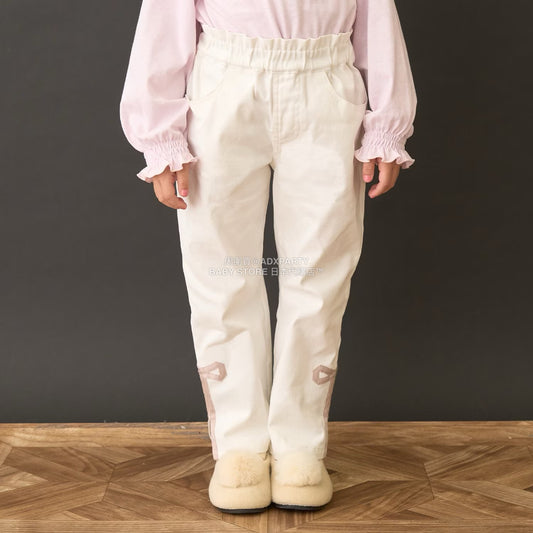 日本童裝 Ly# mine 裝飾絲帶側開衩長褲 100-150cm 女童款 秋季 PANTS