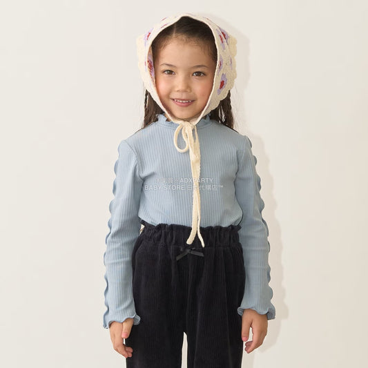 日本童裝 Ly# mine 木耳邊高領上衣 100-150cm 女童款 秋季 TOPS