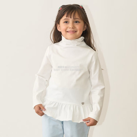 日本童裝 Ly# mine 荷葉邊皺褶高領上衣 100-150cm 女童款 秋季 TOPS
