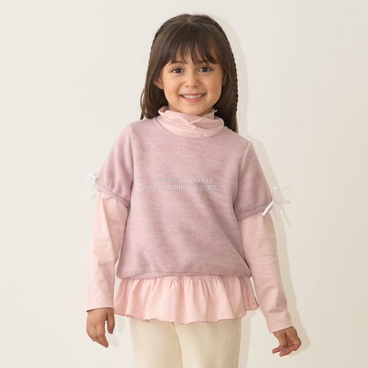 日本童裝 Ly# mine 蓬鬆拉絨短袖上衣 110-150cm 女童款 秋季 TOPS