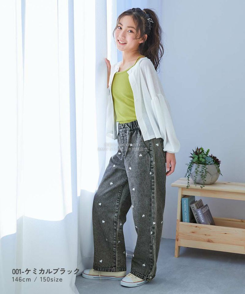 日本童裝 dev!rock 心型刺繡牛仔褲 100-160cm 女童款 秋季 PANTS