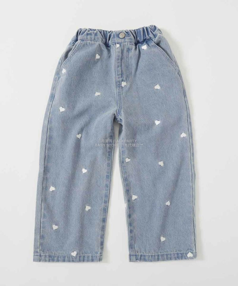 日本童裝 dev!rock 心型刺繡牛仔褲 100-160cm 女童款 秋季 PANTS