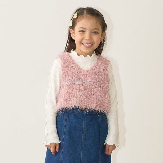 日本童裝 Ly# mine 金銀絲羽毛針織背心 110-140cm 女童款 秋季 TOPS