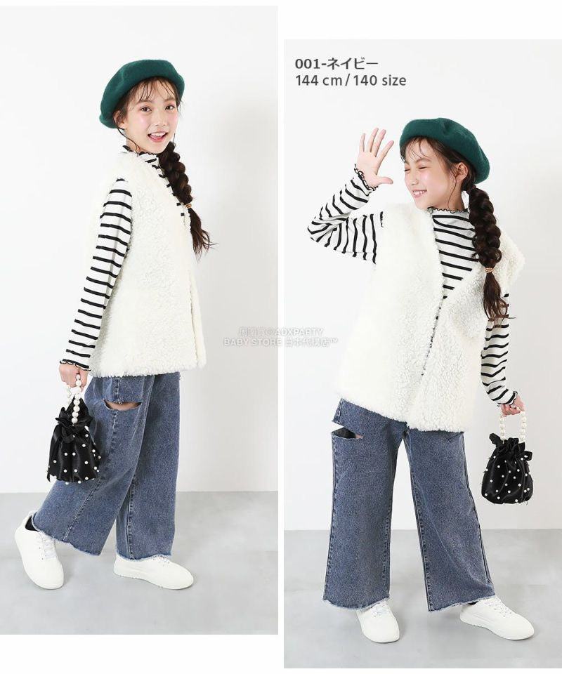 日本童裝 dev!rock 高腰鏤空牛仔褲 100-160cm 女童款 秋季 PANTS