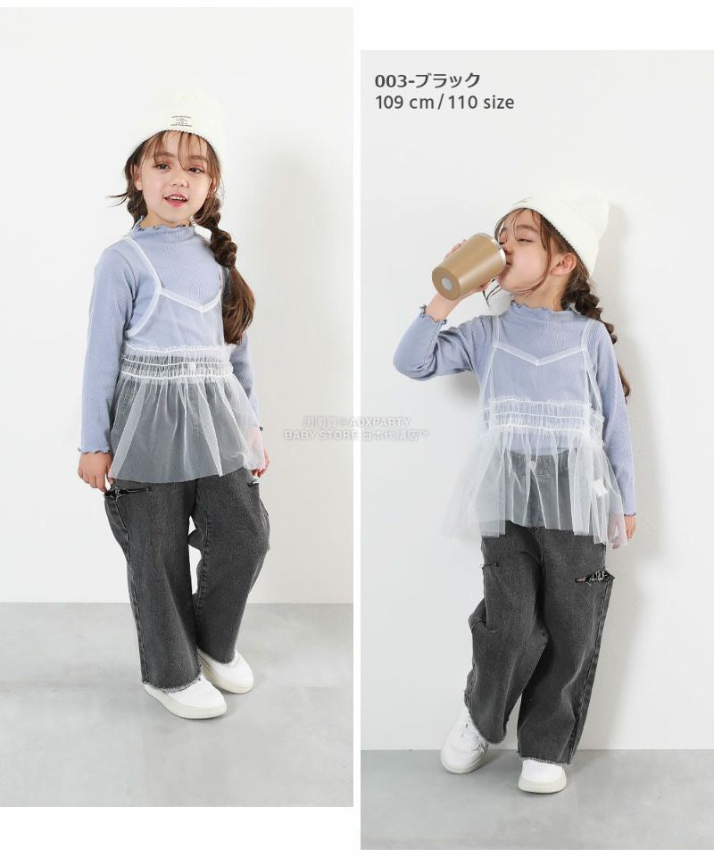 日本童裝 dev!rock 高腰鏤空牛仔褲 100-160cm 女童款 秋季 PANTS
