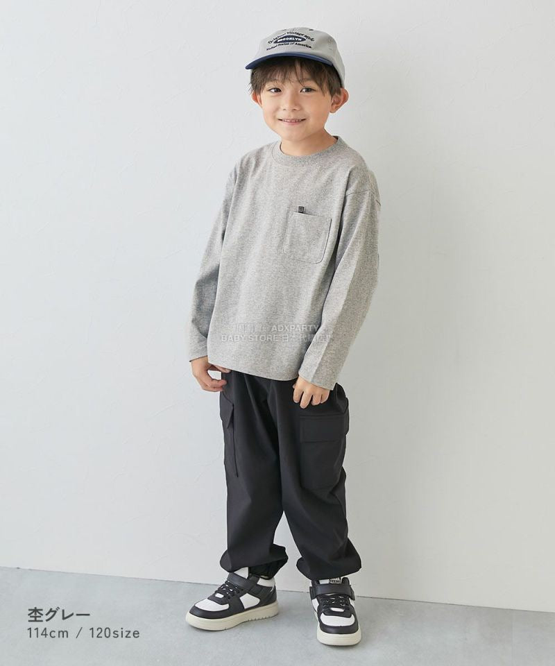 日本童裝 dev!rock 口袋防破洞純色圓領長袖上衣 90-160cm 男童款/女童款 秋季 TOPS