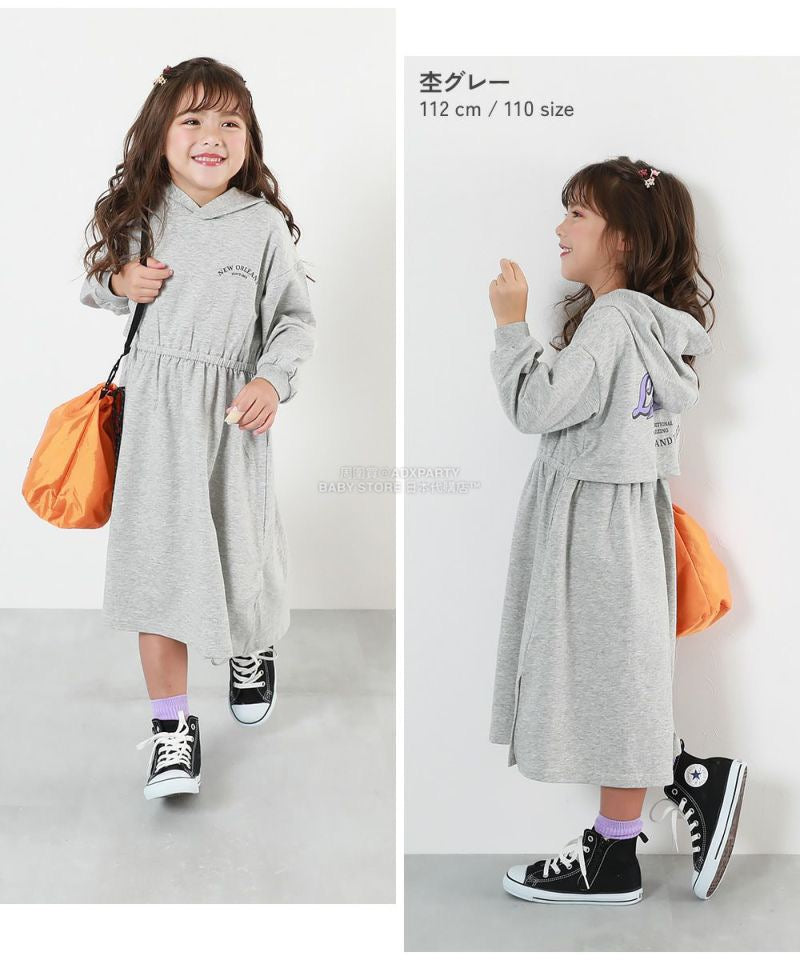 日本童裝 dev!rock 後背設計連帽連身裙 100-160cm 女童款 冬季 DRESSES