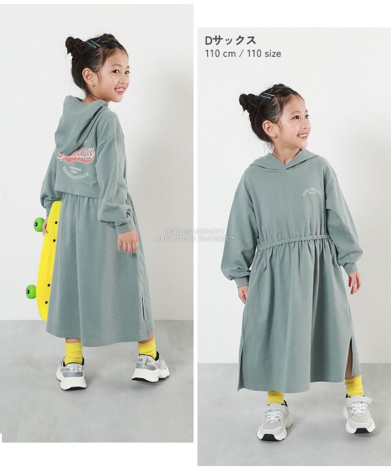 日本童裝 dev!rock 後背設計連帽連身裙 100-160cm 女童款 冬季 DRESSES