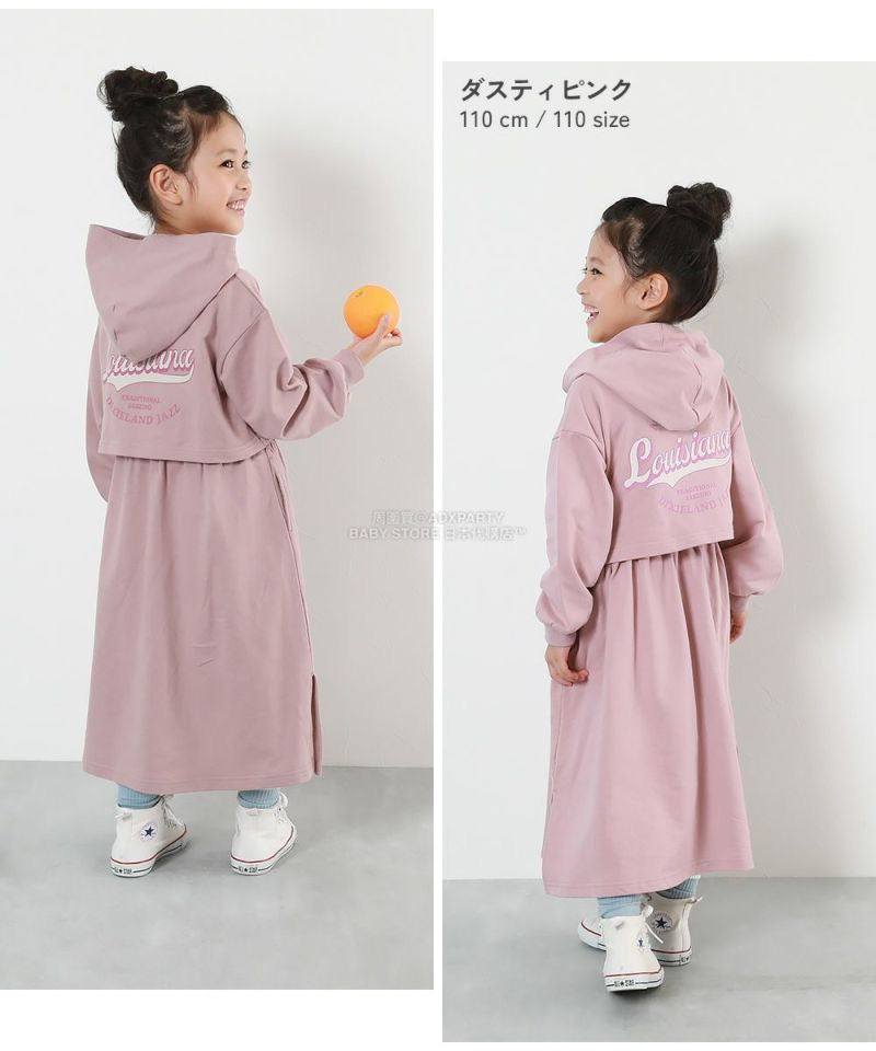 日本童裝 dev!rock 後背設計連帽連身裙 100-160cm 女童款 冬季 DRESSES