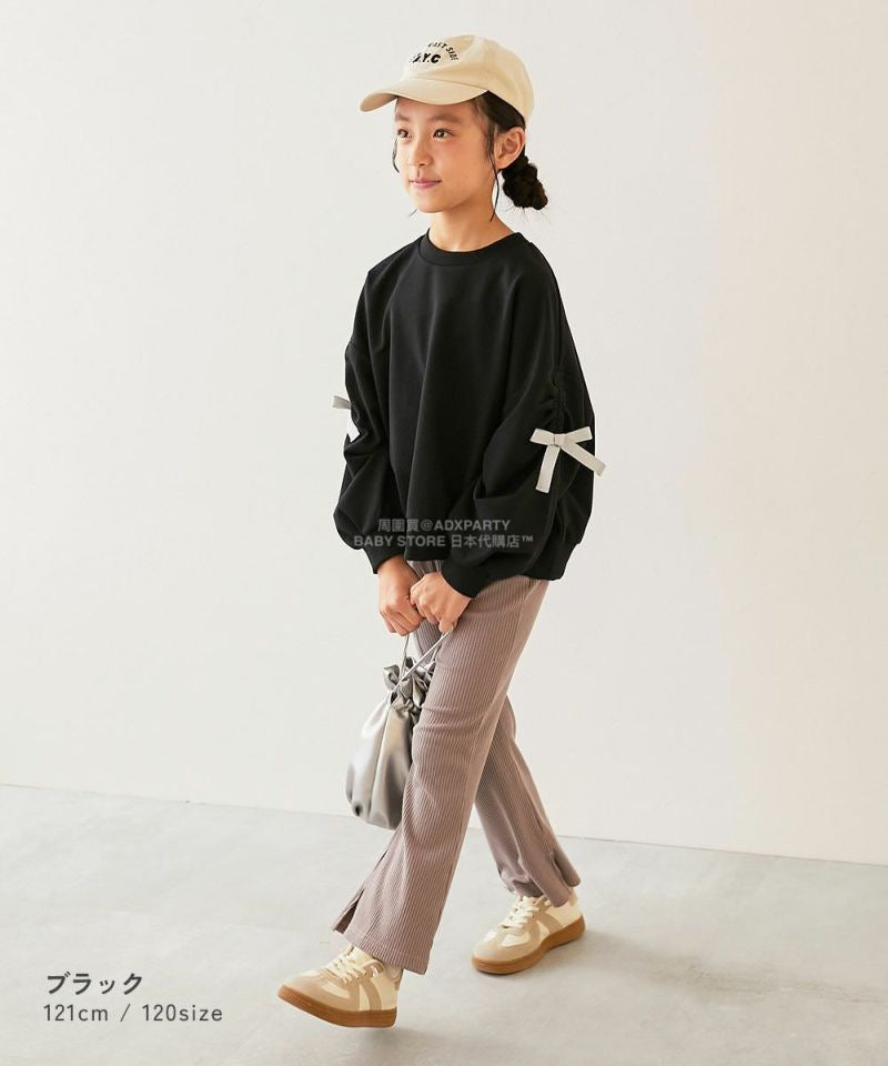 日本童裝 dev!rock 緞帶袖衛衣 100-160cm 女童款 冬季 TOPS