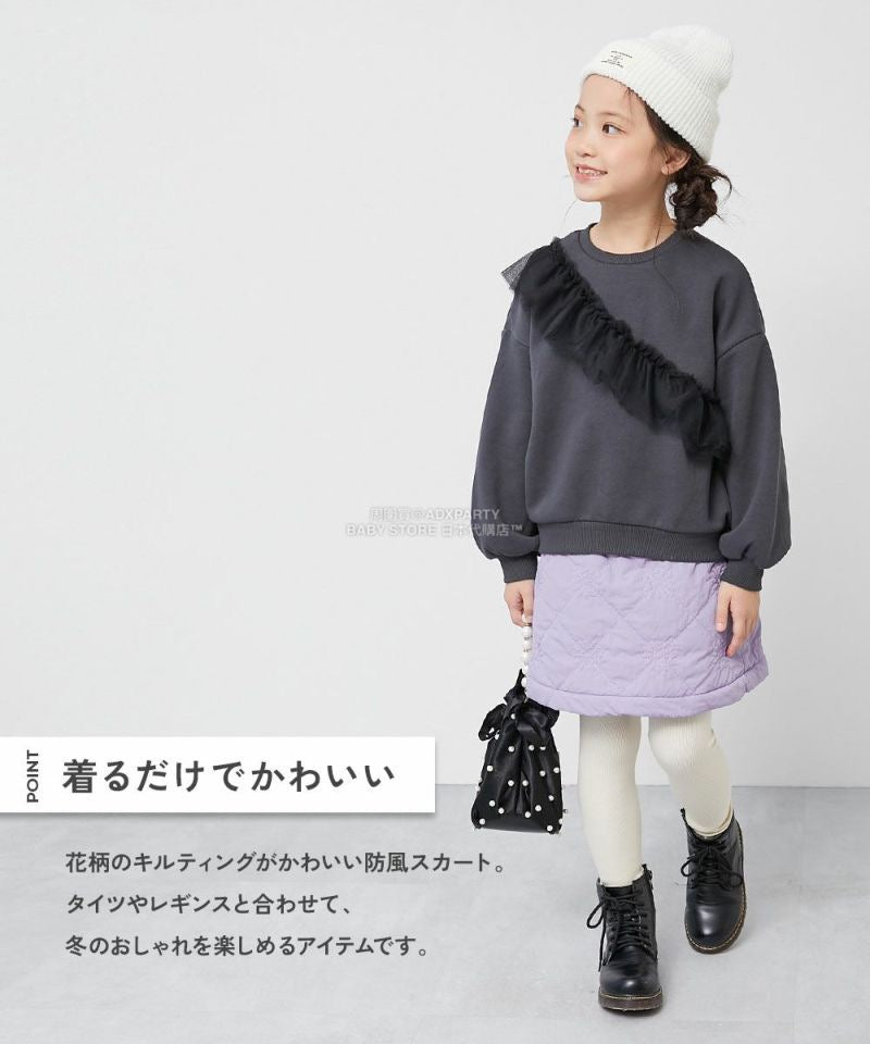 日本童裝 dev!rock 防風 花卉絎縫短裙 100-160cm 女童款 冬季 SKIRTS