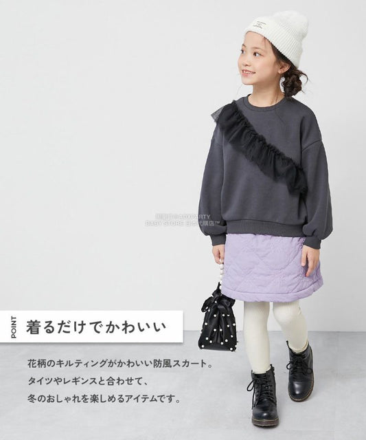 日本童裝 dev!rock 防風 花卉絎縫短裙 100-160cm 女童款 冬季 SKIRTS