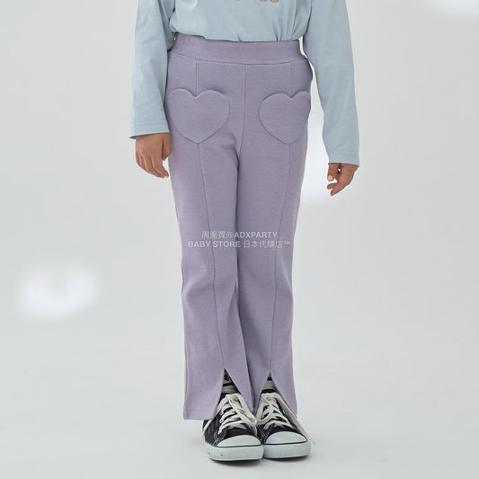 日本童裝 Ly# mine 心型口袋下擺開衩喇叭長褲 100-140cm 女童款 秋季 PANTS