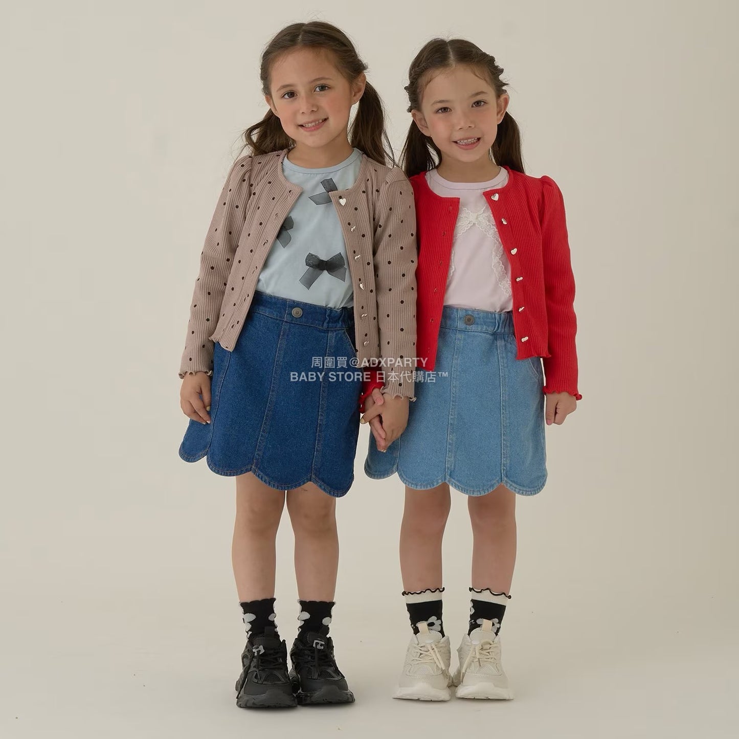 日本童裝 Ly# mine 彈性牛仔扇貝邊裙褲 100-150cm 女童款 秋季 PANTS