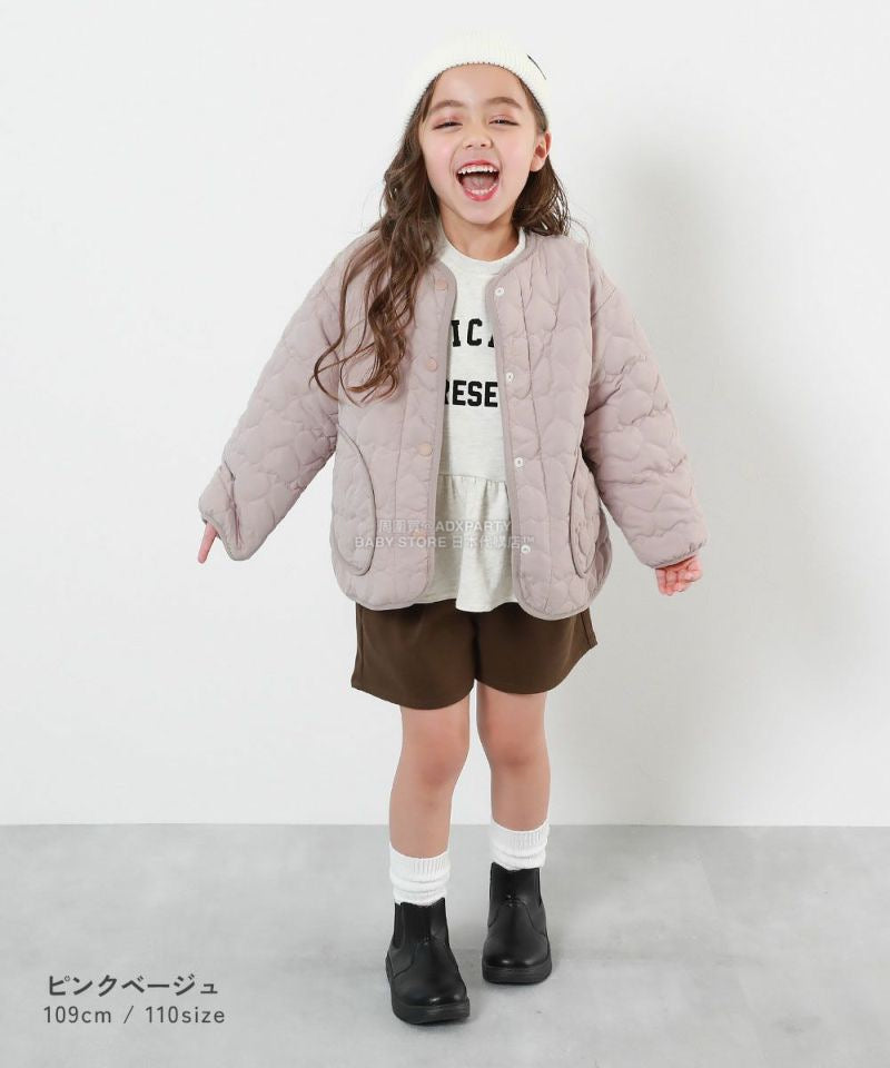 日本童裝 dev!rock 心型絎縫保暖抓毛外套 100-160cm 女童款 冬季 (適合初秋、香港平均溫度、寒冷天氣)OUTERWEAR