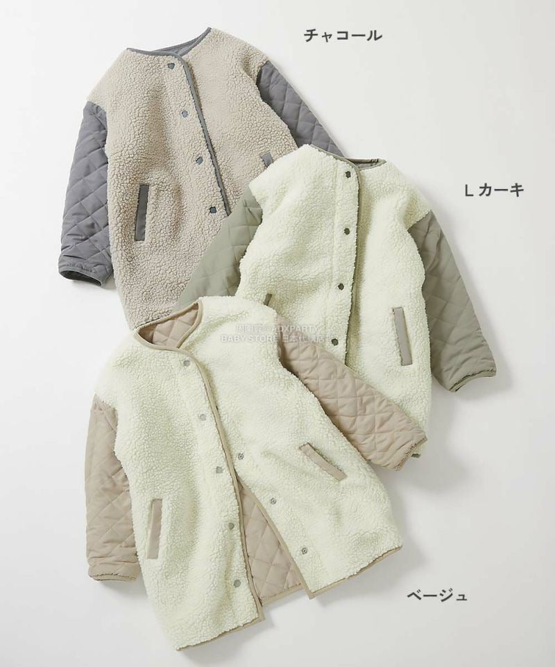 日本童裝 dev!rock 2Way 絎縫拼接毛毛外套 100-160cm 女童款 冬季 (適合初秋、香港平均溫度、寒冷天氣、溫度低天氣)OUTERWEAR