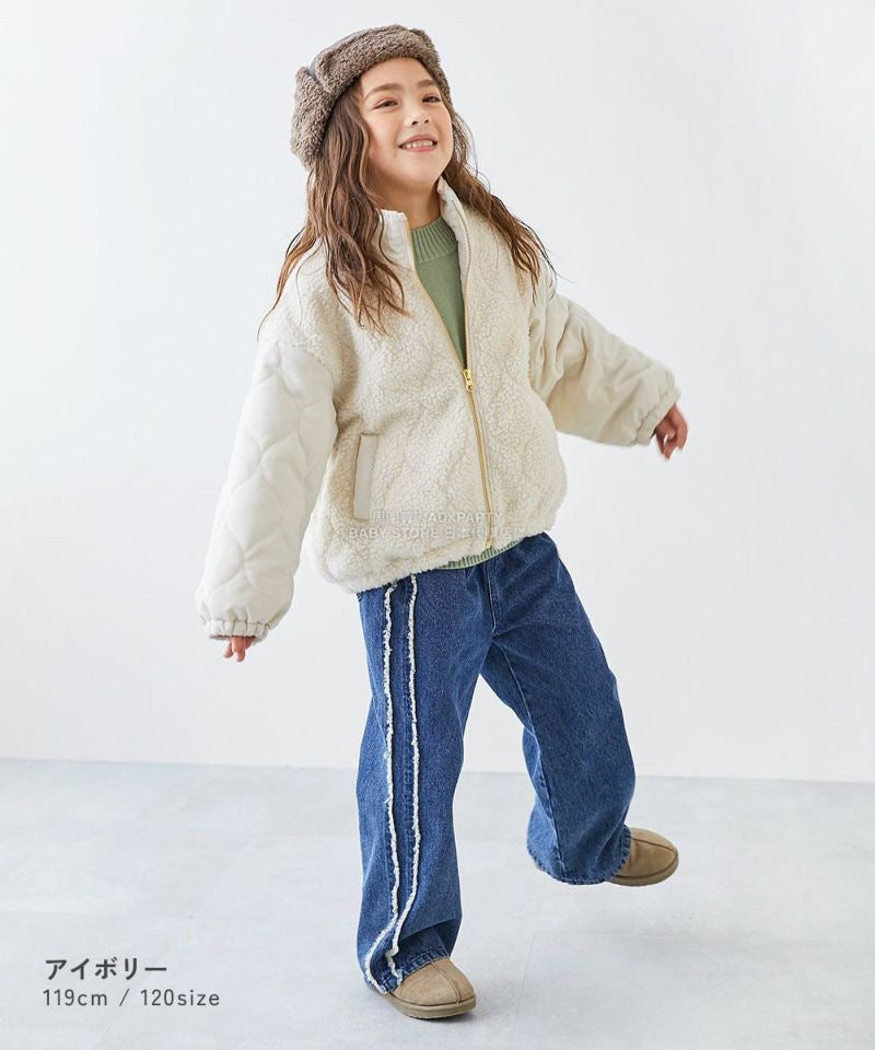 日本童裝 dev!rock 絎縫拼接毛毛外套 100-160cm 女童款 冬季 (適合初秋、香港平均溫度、寒冷天氣)OUTERWEAR