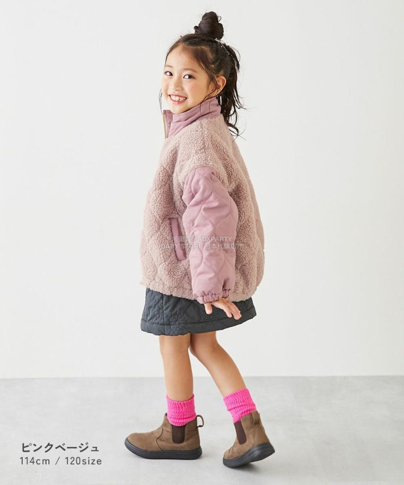 日本童裝 dev!rock 絎縫拼接毛毛外套 100-160cm 女童款 冬季 (適合初秋、香港平均溫度、寒冷天氣)OUTERWEAR