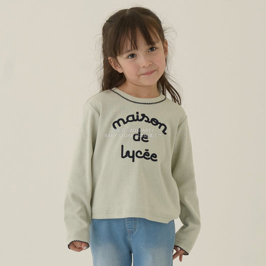 日本童裝 Ly# mine 字團網眼長袖上衣 100-150cm 女童款 秋季 TOPS