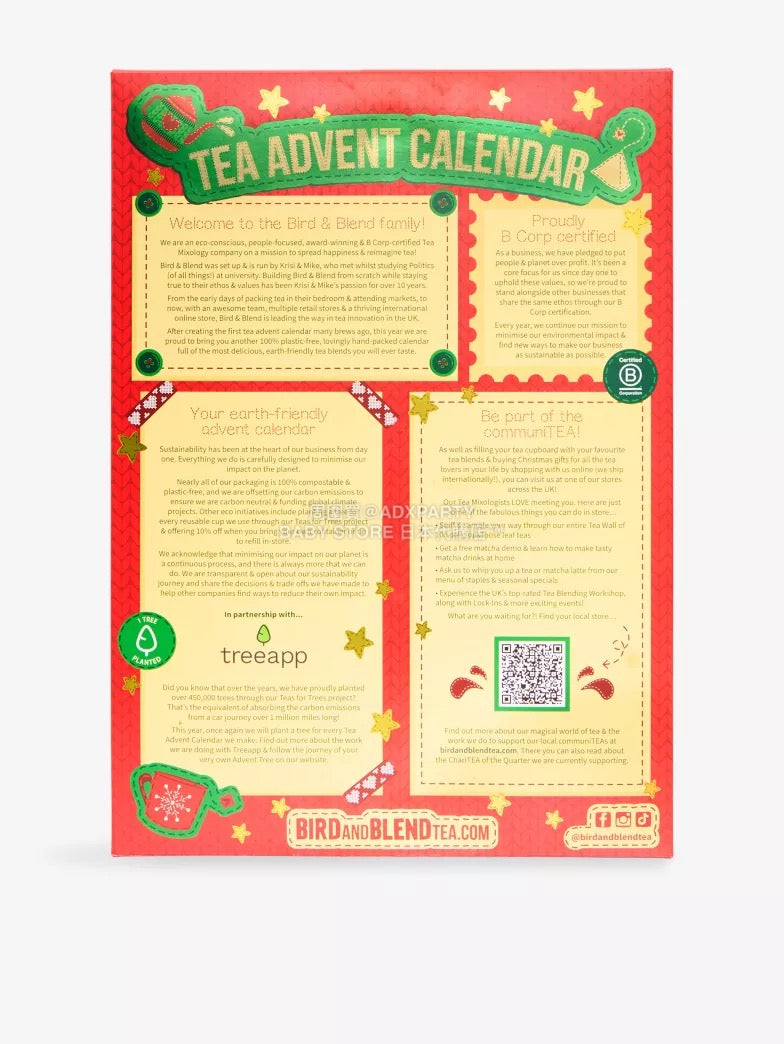 英美直送 BIRD & BLEND TEA CO. Tea聖誕倒數日曆 大人款 聖誕快樂特輯 聖誕倒數日曆 滿$900可加$25免運 Christmas Advent Calendars 2025