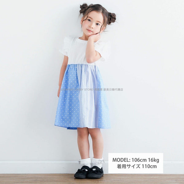 日本童裝 SLAP SL1P  拼色短袖連身裙 80-140cm 女童款 夏季 DRESSES