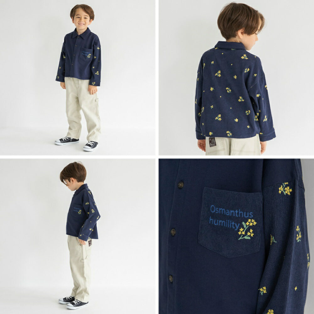 日本童裝 Branshes 碎花刺繡長袖襯衫 80-150cm 男童款 冬季 TOPS