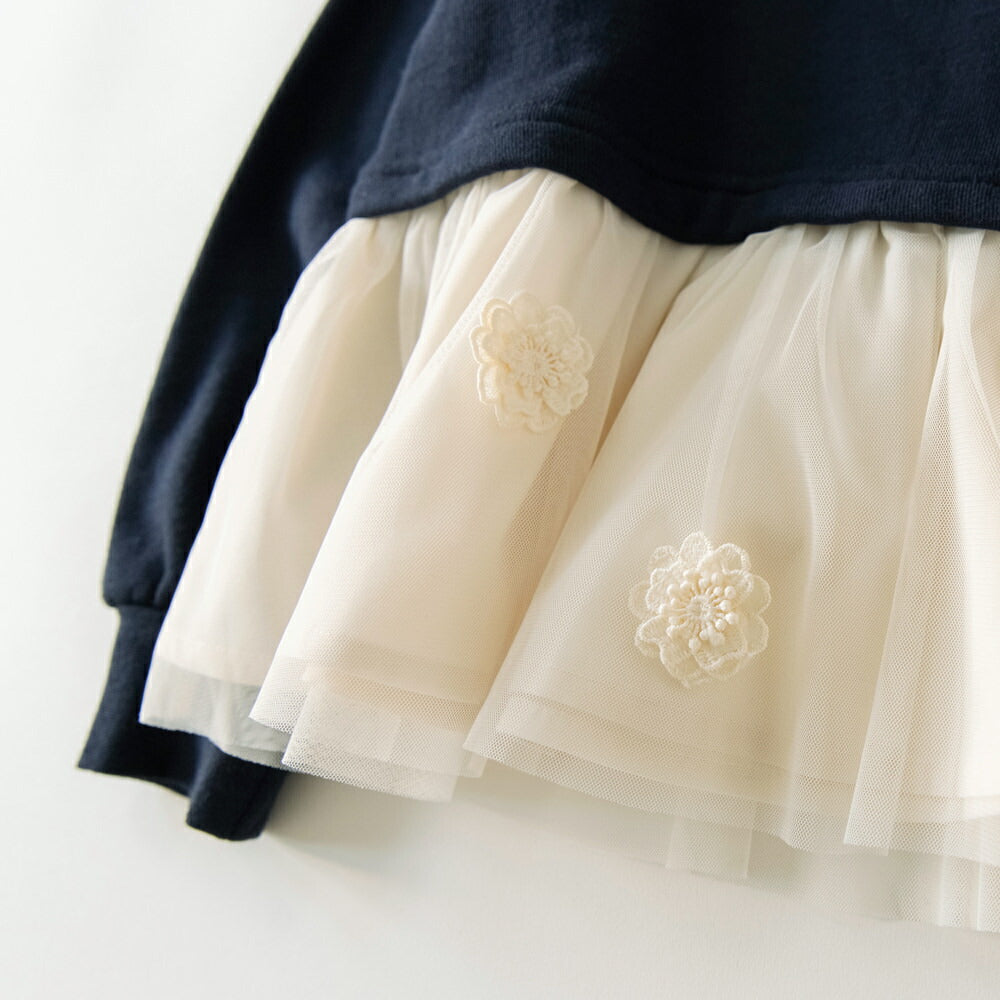 日本童裝 Branshes 網紗拼接衛衣 80-130cm 女童款 冬季 TOPS