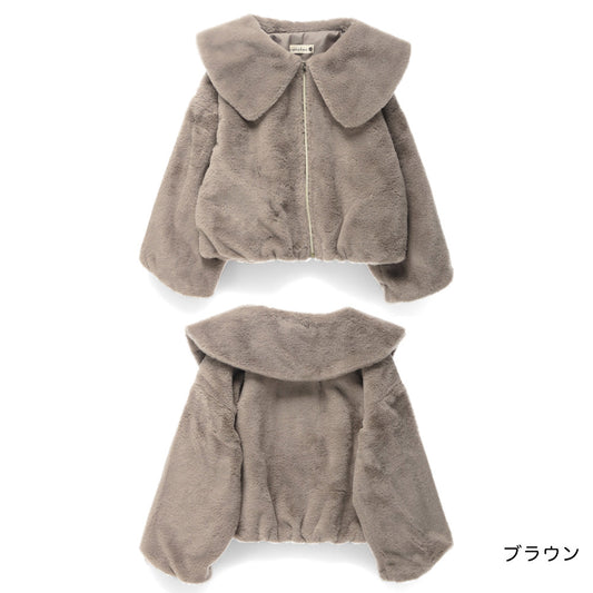 日本童裝 Branshes 毛毛翻領外套 90-150cm 女童款 冬季 OUTERWEAR