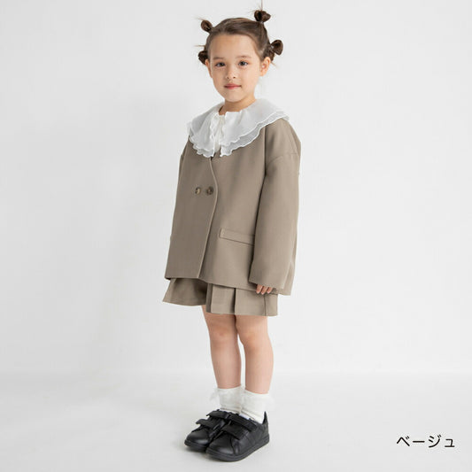 日本童裝 Branshes 圓領西裝外套+百摺裙褲套裝 100-130m 女童款 冬季 OUTERWEAR PANTS 面試/宴會/表演 兒童服飾