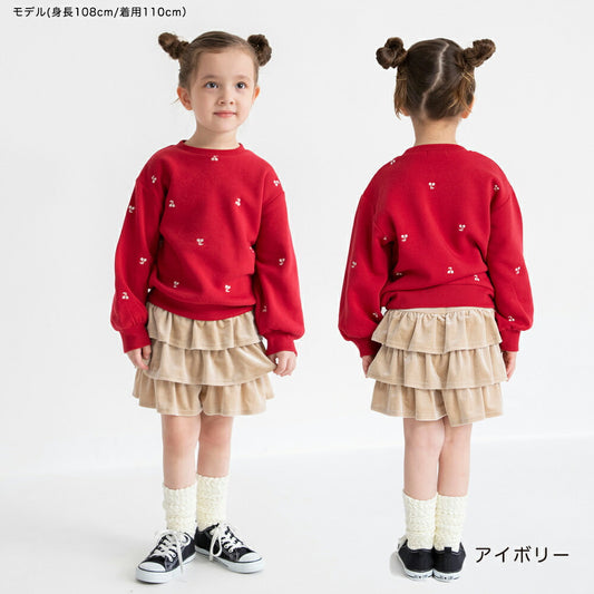 日本童裝 Branshes 天鵝絨荷葉邊裙褲 80-150m 女童款 冬季 PANTS