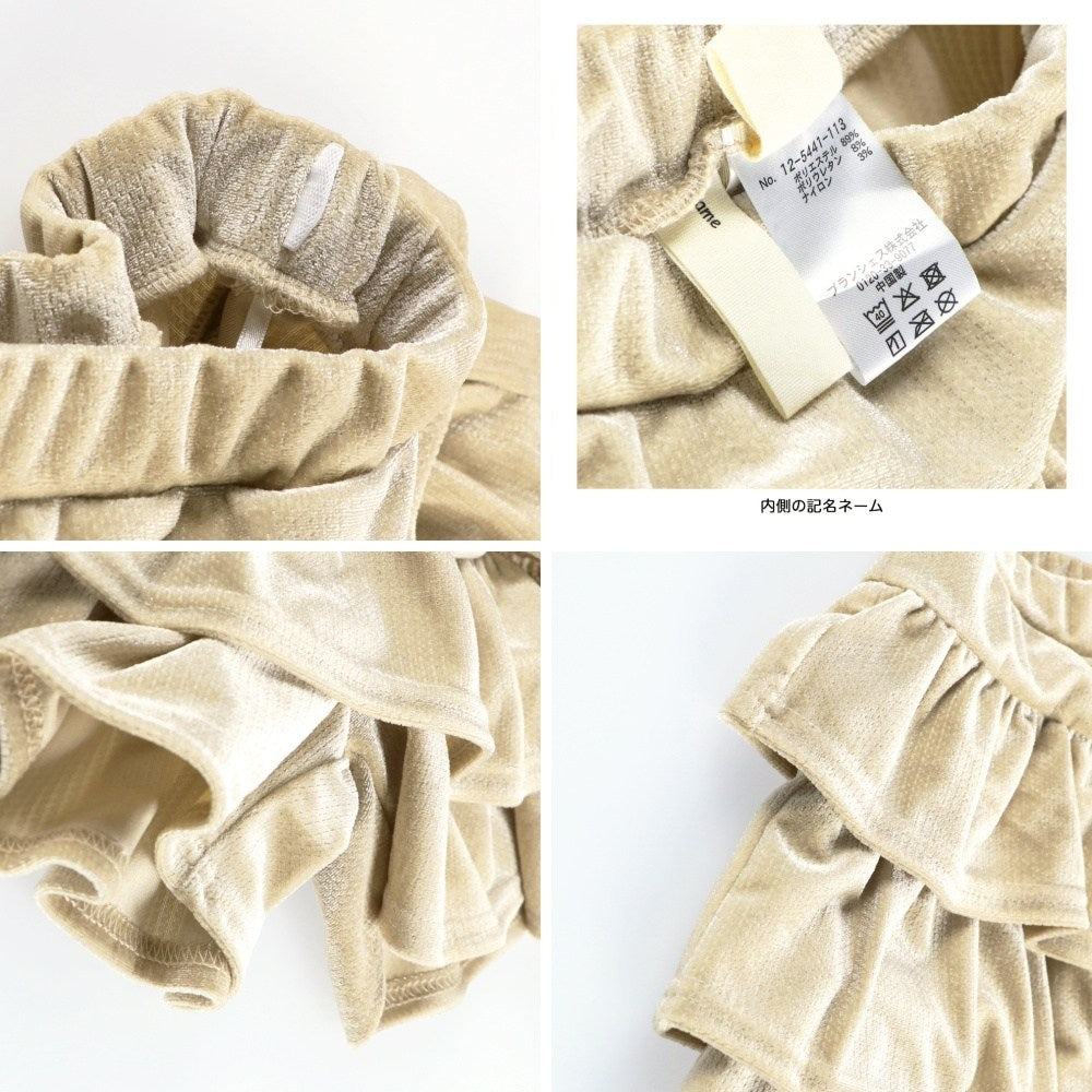 日本童裝 Branshes 天鵝絨荷葉邊裙褲 80-150m 女童款 冬季 PANTS